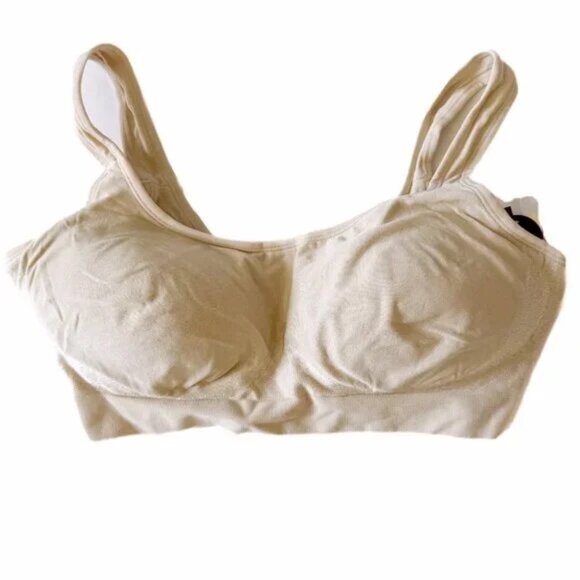 NWT Truekind Daily Comfort Wirefree Shaper Bra Chai Size Large L NEW - Picture 2 of 8